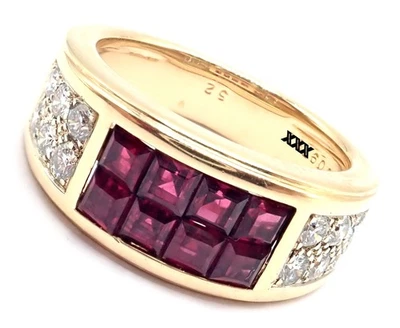 正品卡地亚 Diabolo 18k 黄金钻石隐形红宝石戒指 — 第 1/4 张图片