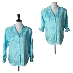 Vintage Diane Von Furstenberg Top Size 12 P Pastel Crinkle Retro Long Sleeve - Picture 1 of 15