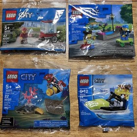 New LEGO City Polybag Set Lot 30364 Popcorn Cart 30015 Jet Ski 30370 Diver 30588