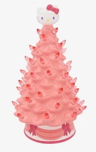 Hello Kitty Ceramic Pink Christmas Tree 12 inch Light Up Figure Tabletop Mantel - Afbeelding 1 van 3