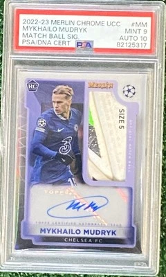 Mykhailo Mudrykx PSA 9 Auto 10 22-23 Merlin Chrome Match Ball Case Hit Pop 1 - Image 1 of 4
