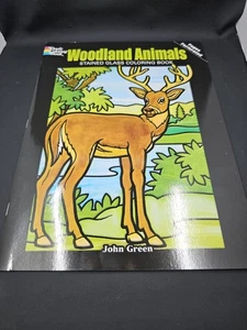 Woodland Animals Stained Glass Coloring Book by John Green 1993 VTG - Imagen 1 de 11