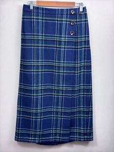 Jessica London Plaid Tartan Wool Blend Long Skirt 14 Academia Career Cozy - Picture 1 of 9