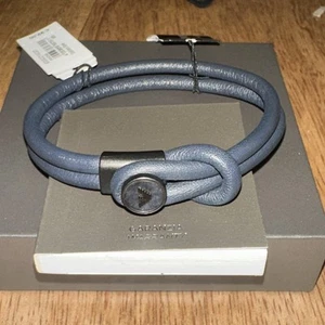 EMPORIO ARMANI Men's Leather Bracelet NEW with Pouch & Gift Box - Picture 1 of 6