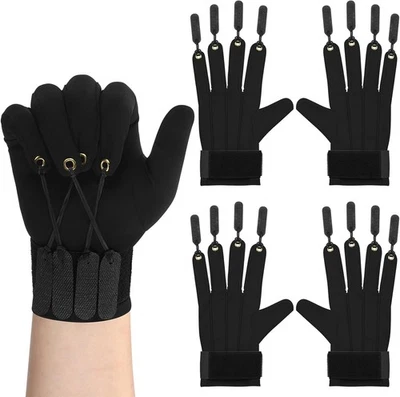 BRAND: PANITAY Panitay 2 Pair Traction Exercise Glove Hand Finger Strengthening S/ M, Black