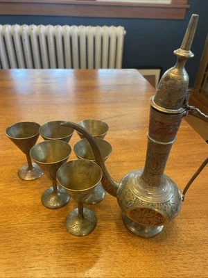 复古黄铜 Aftab 印度制造。 包括 6 杯 — 第 1/4 张图片