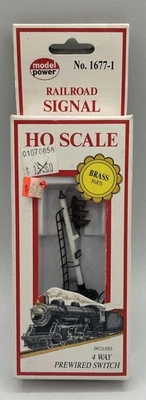 Model Power HO 1677-1 Railroad Lighted Signals 3 Lights Red/Green/Amber New - Image 1 of 3