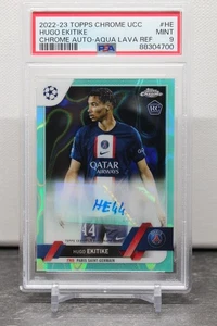 Topps Chrome UCC 2023 RC Hugo Ekitike No.CA-HE Liverpool FC Aqua Lava PSA 9 - Picture 1 of 2