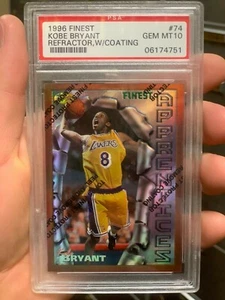 MASTERPIECE WOW PSA 10 TOPPS FINEST REFRACTOR WITH PEEL KOBE BRYANT 1996 ROOKIE - Picture 1 of 5