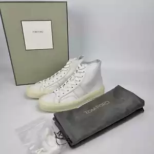 Sneakers alte Tom Ford Cambridge in pelle bianca nuove taglia US 10 EU 43 - Foto 1 di 12