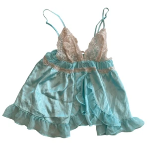 Victoria’s Secret Babydoll-Oberteil babyblau klein weiß Spitze verstellbare Träger - Bild 1 von 6