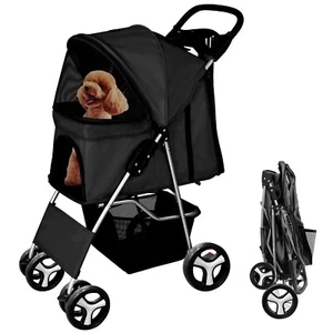 Pet Stroller Dog Cat Puppy Pram Pushchair Travel Cart Jogging Carrier - Picture 1 of 9