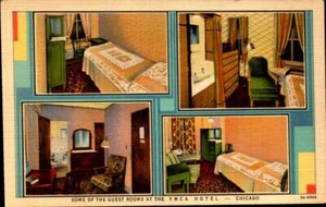 Some of the Guest Rooms at the YMCA Hotel in Chicago IL  Postcard BK71 - Picture 1 of 2