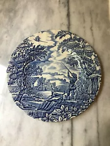 MYOTT 7 1/2' PLATE-"THE HUNTER"- Blue and White /Hand Engraved-Vintage/1982 - Picture 1 of 2
