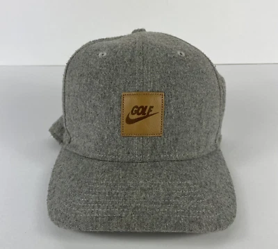 Gorra de golf Nike gris ajustable Dri-Fit mezcla lana/rayón gorra correa de cuero Foto 1 de 3