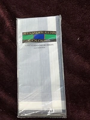 Pañuelos Alexander Julian Colores 6 Todo Algodón Azul y Blanco Nuevos Foto 1 de 2