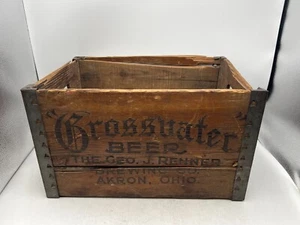 Antique Vintage Grossvater "OLD GROSS" Wood Beer Crate - Akron Ohio / G J Renner - Picture 1 of 11