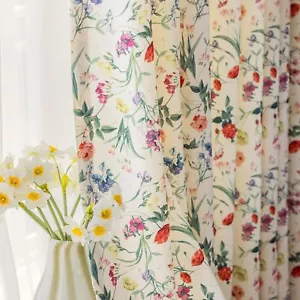 Colorful Floral Curtains for Living Room Chenille 96 Inches Long 2 Panels Pat... - Picture 1 of 10