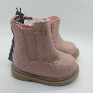 Wonder Nation Toddler Girls Blush Pink Glitter Chelsea Boots NEW size 2 - Picture 1 of 4