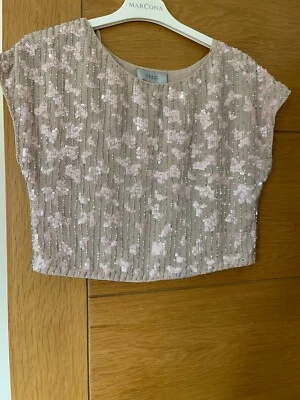 Coast Dusky Pink Sequinned Top Size UK 6 Fully Lined Cap Sleeve - Image 1 of 4