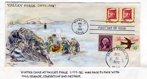 #1614 Saxhorns 7.7c Coil FDC Doris Gold Hand-Painted 1/1 Music - Valley Forge - Picture 1 of 3