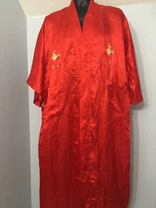 Vestido Bordado a Mano de Seda Dragón Dorado Rojo XL X-Grande 100% Seda CON ETIQUETAS - Imagen 1 de 8