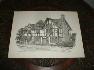 WILLIAM SHAKESPEARE BIRTHPLACE HOUSE VINTAGE ENGRAVING BY ANTHONY JOHN - Picture 1 of 5
