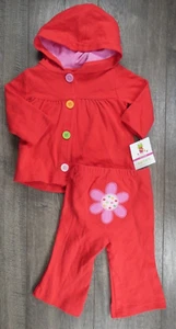 Baby Girl Clothes New Vintage Carter's 3 Month 2pc Red Flower Hooded Outfit - Picture 1 of 4