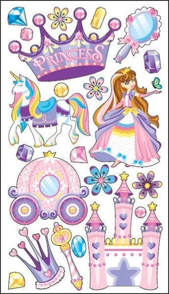 PRINCESS Castle Crown Wand Unicorn Jewels Carriage Magic Happy Sticko Stickers - Image 1 of 1