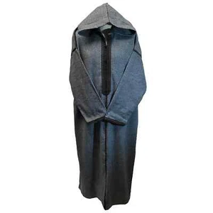 Marroquí Súper Suave Mezcla de Lana de Cachemira Gris Con Capucha Thobe Djellaba - Imagen 1 de 4