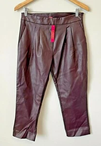 Catherine Malandrino Faux Leather Pants Sz 6 Landon Crop Pleated Oxblood Red New - Picture 1 of 11