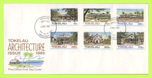 Juego de arquitectura Tokelau 1985 en portada de primer día - Imagen 1 de 1