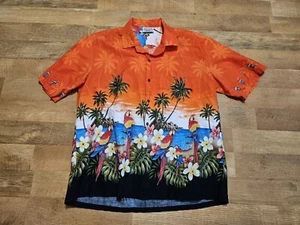 PACIFIC LEGEND Hombre Naranja 2XL Loros Hawaiano Aloha Camisa Hecha en USA - Imagen 1 de 11