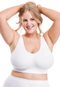Plus Size Fuller Cup No Wire Soft Comfort Bra Wide Strap Black White + Beige XXL - Picture 1 of 28