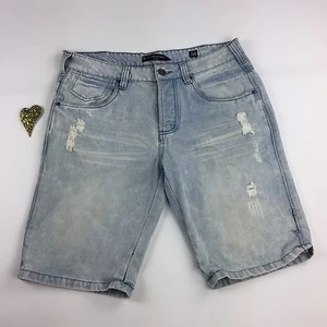 Cotton On Slim Fit Acid Distressed Shorts SIZE 34 Destroyed 5 Pocket Button Fly - Picture 1 of 10