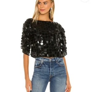 *Neu mit Etikett* Lovers + Friends Pailletten Boxy Party Crop - schwarz - Small - Bild 1 von 5
