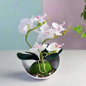 Artificial White Phalaenopsis Orchid Flower Arrangement with Pot (2 Pack) - Picture 1 of 5