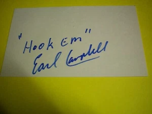 Earl Campbell Texas Heisman Winner & NFL HOF Autograph 3x5 Index Card - Picture 1 of 1