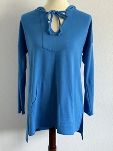Soft Surroundings Blue Long Sleeve Oversized Lightweight Pull Over Hoodie Size S - Picture 1 of 14