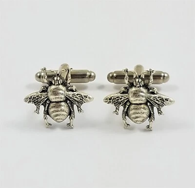 Argento Miele Ape Gemelli Matrimonio Testimoni Dello Sposo Api Insetto Selvaggia - Immagine 1 di 2