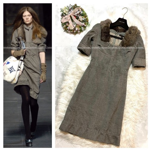 LOUIS VUITTON（LV） Abito originale in buone condizioni passerella Louis Vuitton pelliccia di coniglio 36 grigio