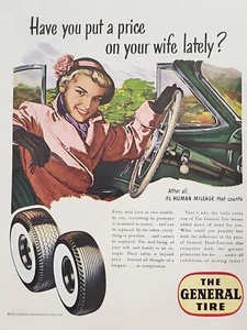 1950 The General Tire Holiday Print Anuncio Esposa Precio Scare Coche Rubio - Imagen 1 de 1