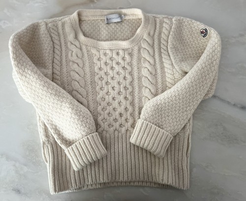Maglione Moncler Avorio 100% lana cavo lavorato a maglia taglia S