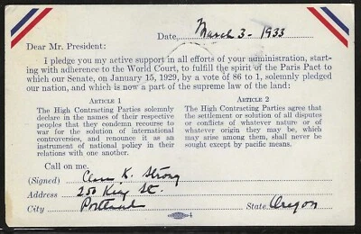 Postal de inauguración de Franklin D. Roosevelt, 4 de marzo de 1933 Cancelar Foto 1 de 2