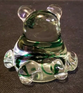 Schöne Frosch Kröte Glas Figur Klarglas grün Wirbel - Bild 1 von 7