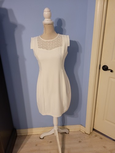 OFF WHITE Abito donna Esley taglia media bianco sporco manica corta tubino girocollo