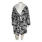 Vera Bradley Bedford Blooms Hooded Fleece Robe Black White Floral Size 2X-3X Nwt