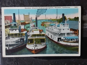 Vintage Unused Stockton Channel Navigation Postcard Cali Paper Eph Collect Ship - Picture 1 of 2