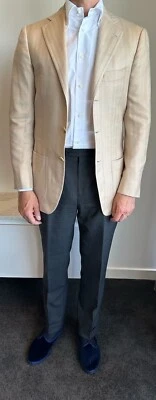 Cesare Attolini Pure Cashmere feito à mão luxo espinha de peixe e xadrez IT48/50 circa - Imagem 1 de 4