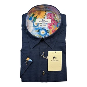 Claudio Lugli Textured Short Sleeve Shirt Navy - Picture 1 of 1
